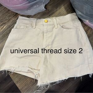 Universal Thread Cream High-Rise Frayed Hem Jean Shorts